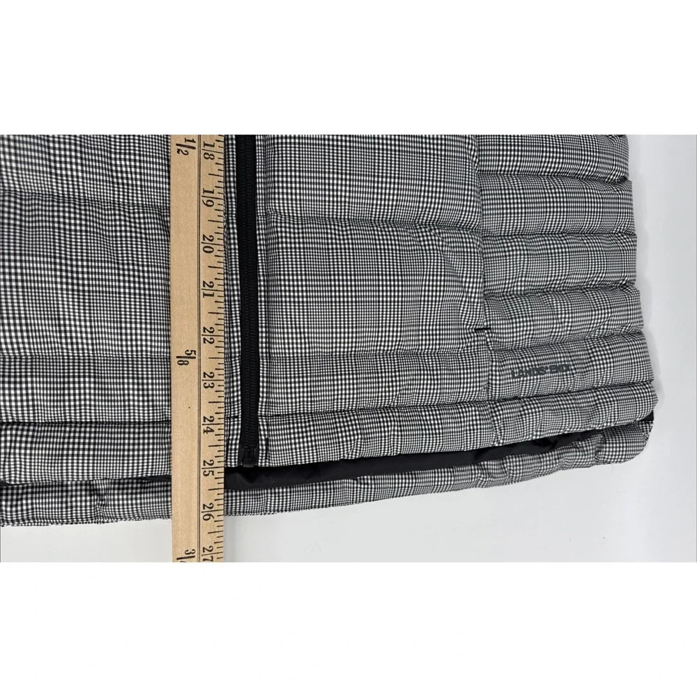 Lands End Vest Women L Down‎ Puffer 600 Fill Water Resistant Black Check Outdoor